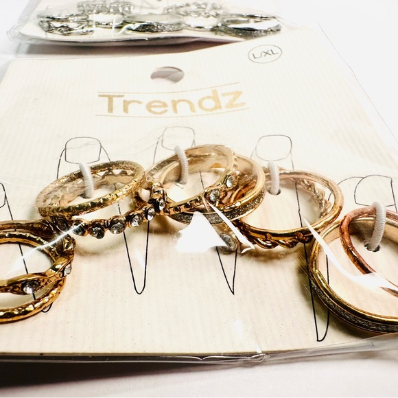 New Trendz Gold and Silver Tone Fashion Finger Rings-Set of 2 - Picture 4 of 5